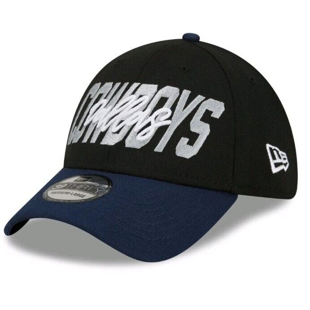Dallas Cowboys Cap New Era Black/Navy 2022 NFL Draft 39THIRTY Large/XL Flex Hat